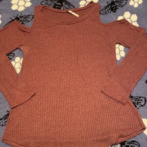 Cold Shoulder Ribbed Knit Top